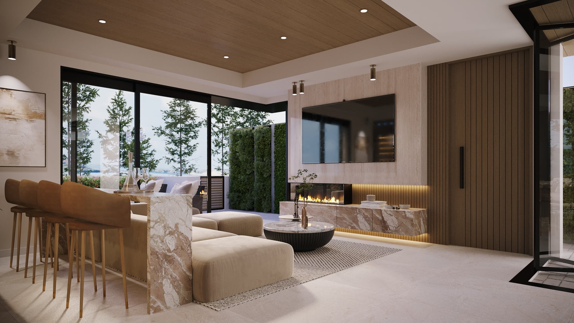 Open dining and living room render at 437 Heliotrope